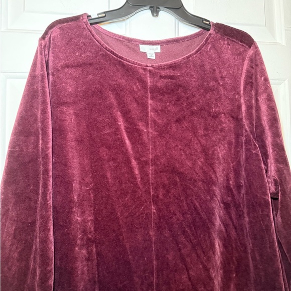 J Jill Pure Jill Collection Burgundy Velour Shift Dress 2x Plus Pima Cotton Soft - Picture 5 of 8